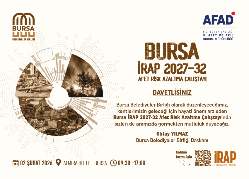 Bursa’da Afet Risklerini Azaltmaya Yönelik Çalıştay 2–3 Şubat’ta Başlıyor